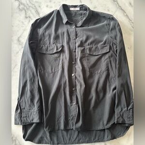 Mango Black Button-Up Shirt (Size L)